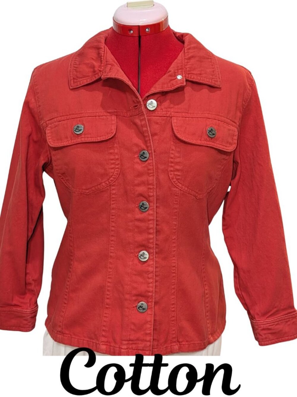 Cotton Red Orange Gotcha Covered Jacket